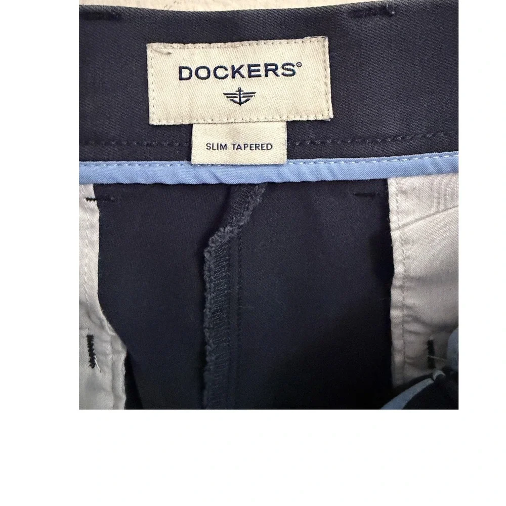 Dockers Mens Navy‎ Blue Slim Tapered Chino Pants 31x30 Stretch Cotton